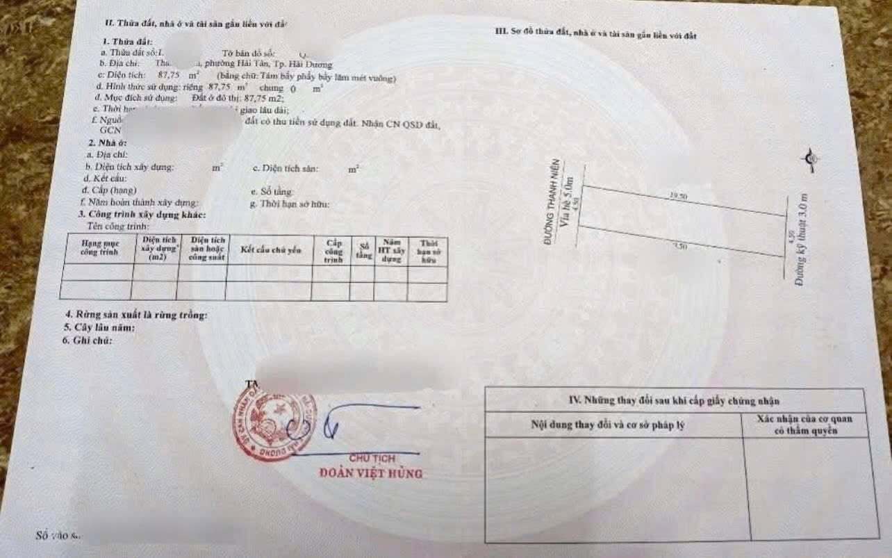 Bán đất mặt đường Thanh Niên, ngay quảng trường nhà văn hóa Xứ Đông, TP HD, 87.75m2