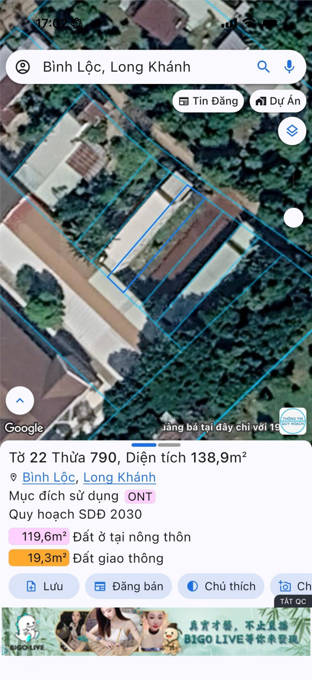 CHÍNH CHỦ CẦN Bán Đất Cạnh Nhà Thờ Bình Khánh, Xã Bình Lộc, Thành phố Long Khánh, Đồng Nai.