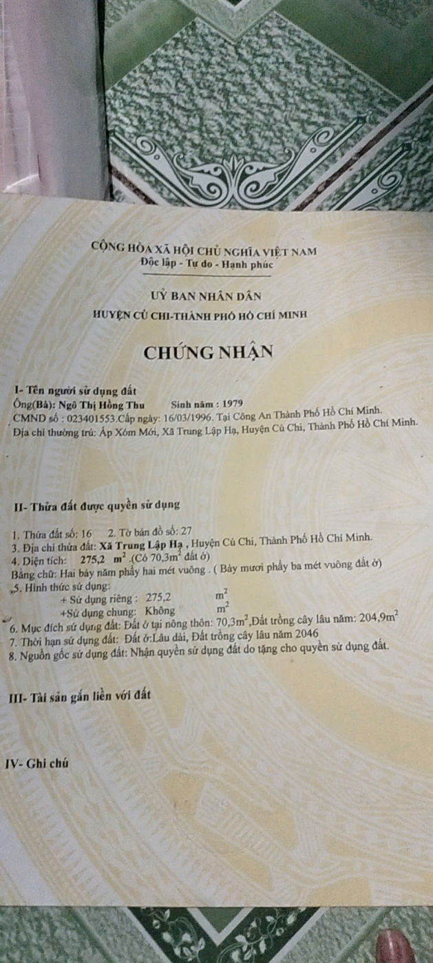 Chính chủ bán nhà 275,2m2 xã Trung Lập Hạ, Củ Chi - Diện tích rộng, giá thương lượng, đầu tư hấp