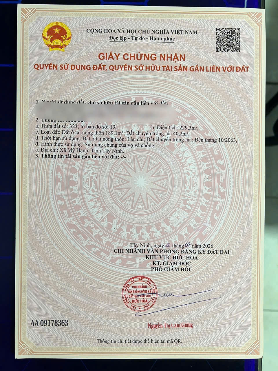 ĐẦU TƯ SINH LỜI – CHÍNH CHỦ CẦN BÁN ĐẤT Tại Xã Mỹ Hạnh Nam, Huyện Đức Hòa, Long An
