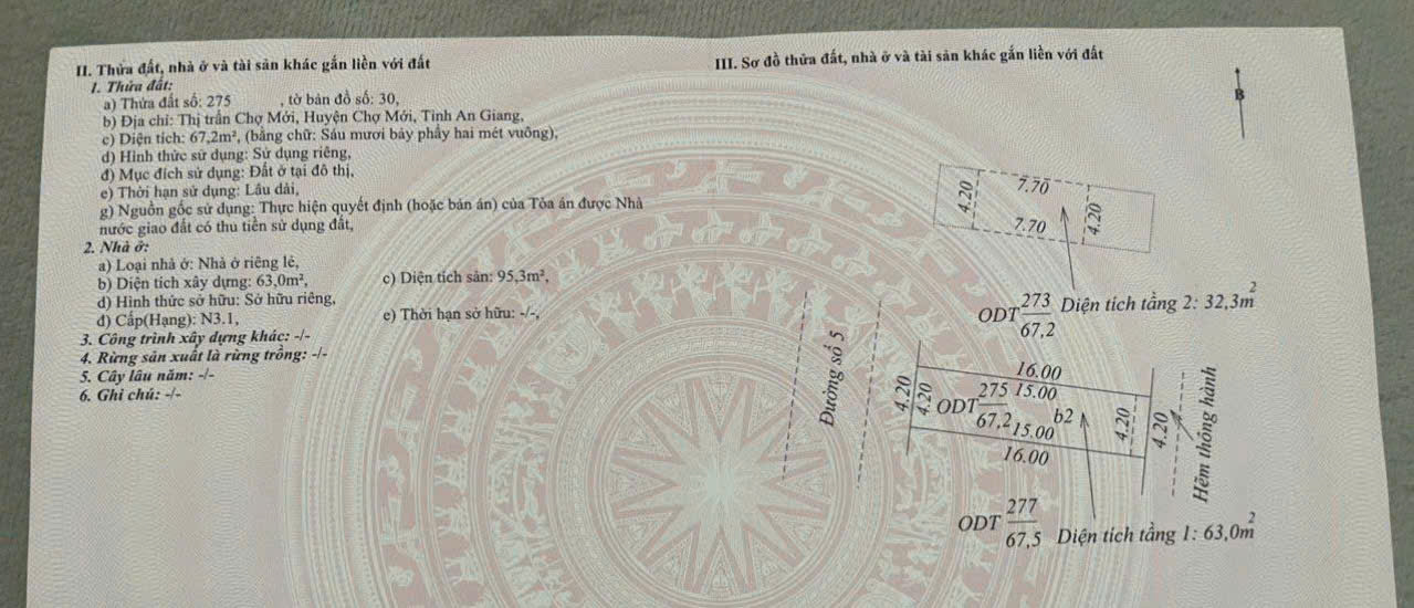 Bán  Nhà ở Khu Dân Cư Sao Mai, Chợ Mới, An Giang (4,2mx16m)