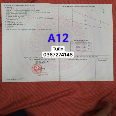 Chủ đất gửi Cần ra nhanh miếng đất vườn 618m2 ở phước thạnh Củ chi - HCM Giá 820 triệu