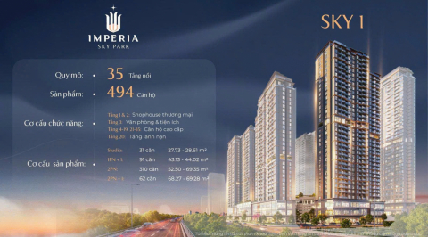 Cần bán căn góc 2pn duy nhất tòa Sky 1 dự án Imperia Sky Park - view Đại lộ Thăng Long