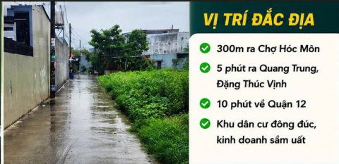 ĐẤT RỘNG 1.562M² – CHỈ 300M RA CHỢ HÓC MÔN – 300M² THỔ CƯ – GIÁ CHỈ 25,6 TỶ 🔥